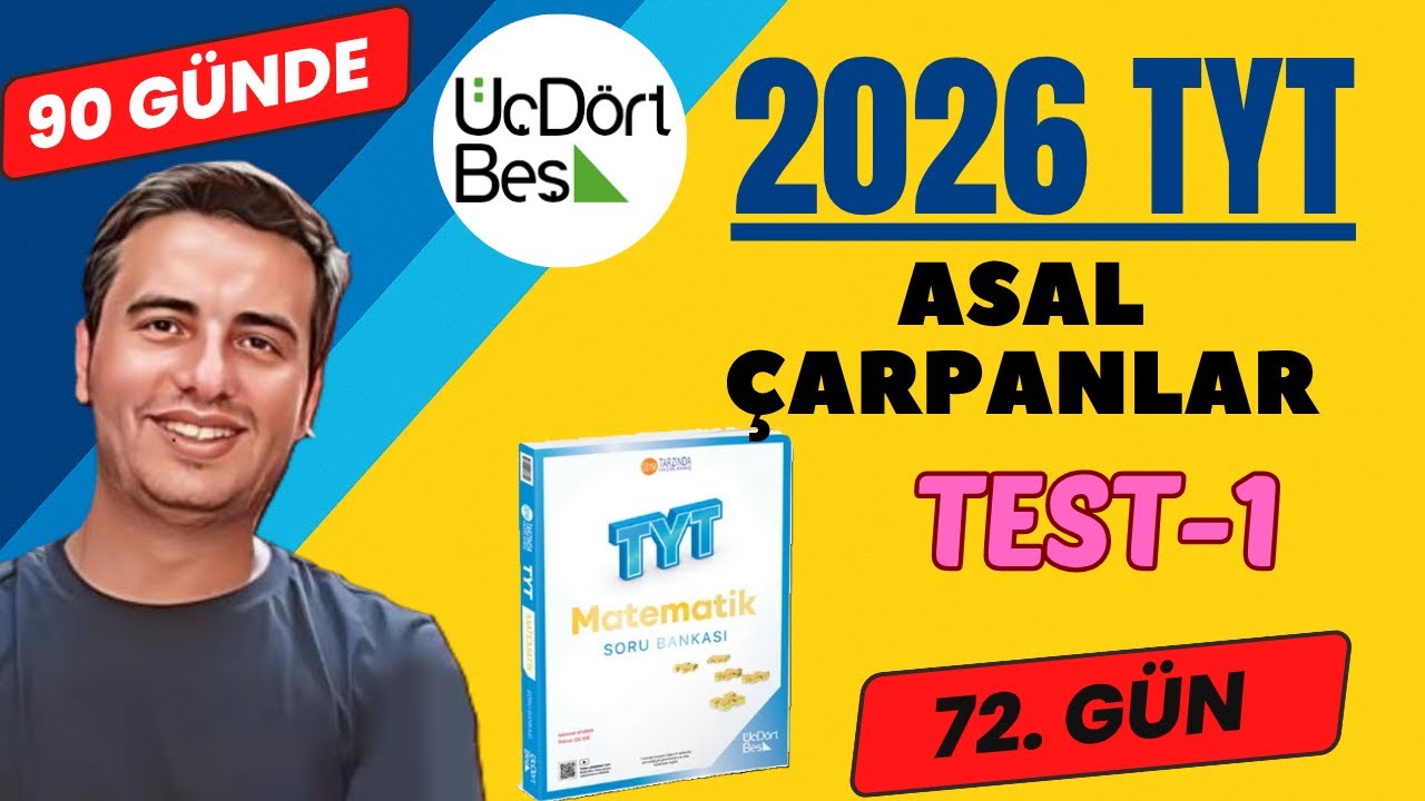 ASAL ÇARPANLAR | TEST-1 | 72.GÜN | 90 GÜNDE 345 TYT MATEMATİK SORU BANKASI ÇÖZÜMLERİ | 2026 #345