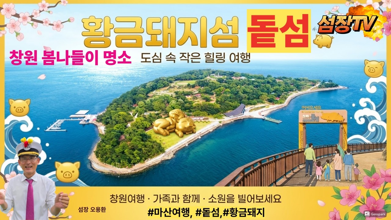 경남 봄여행 추천｜창원 마산 돝섬해상유원지 황금돼지 소원명당 & 가족 봄나들이 코스