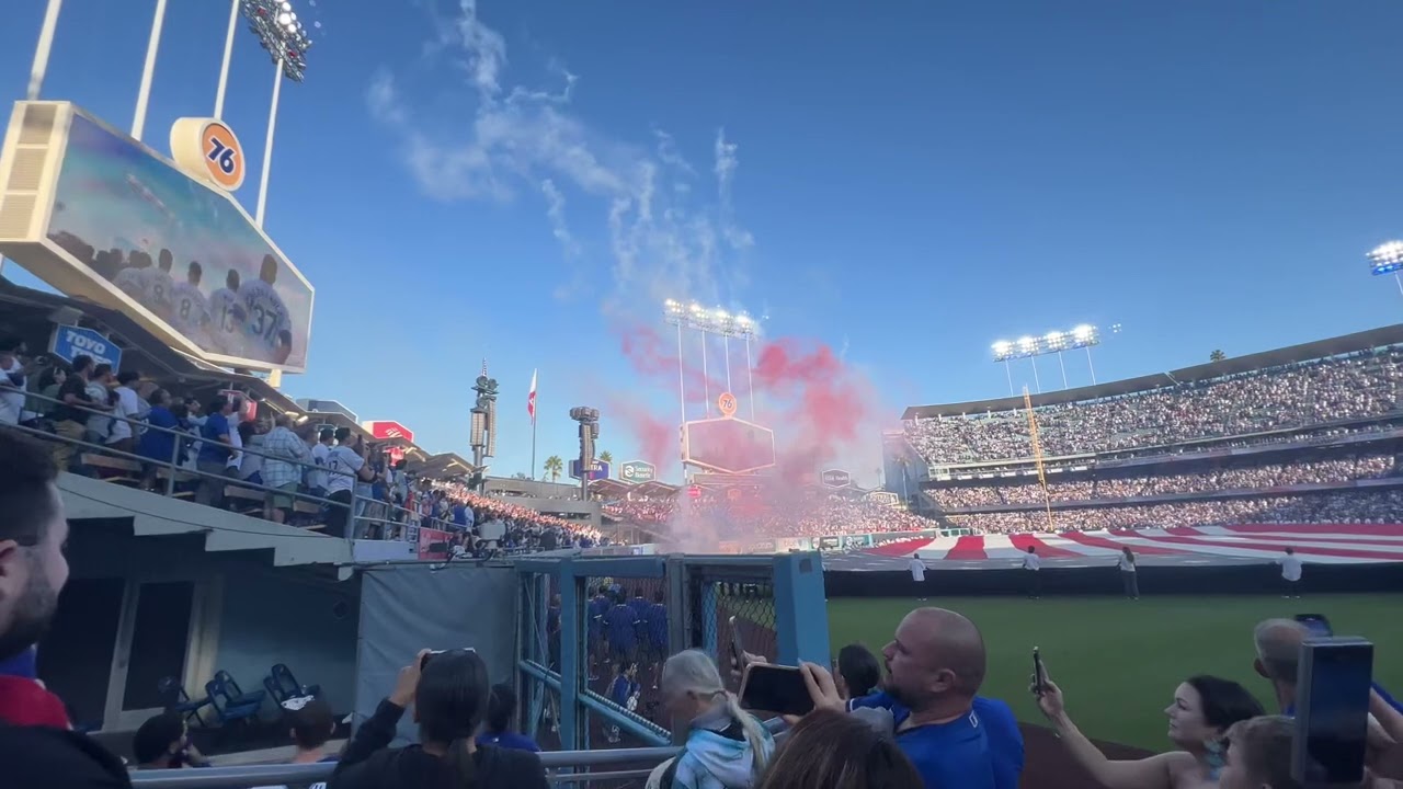 NLCS Game 1 National Anthem from Dodger Stadium w/ Flyover