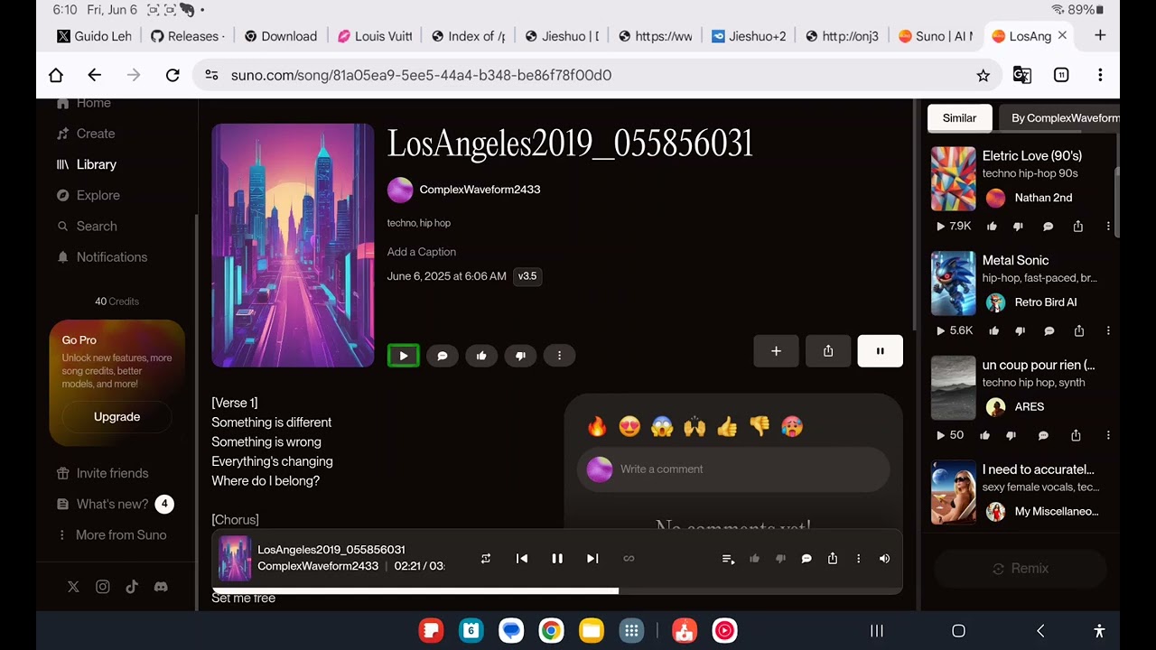 (unused) android LosAngeles 2019 ringtone extended with suno