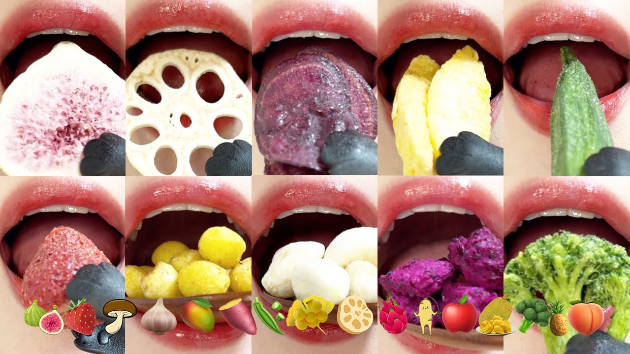 asmr FREEZE DRIED FRUITS EMOJI FOOD 동결건조 과일 모음 먹방 eating sounds