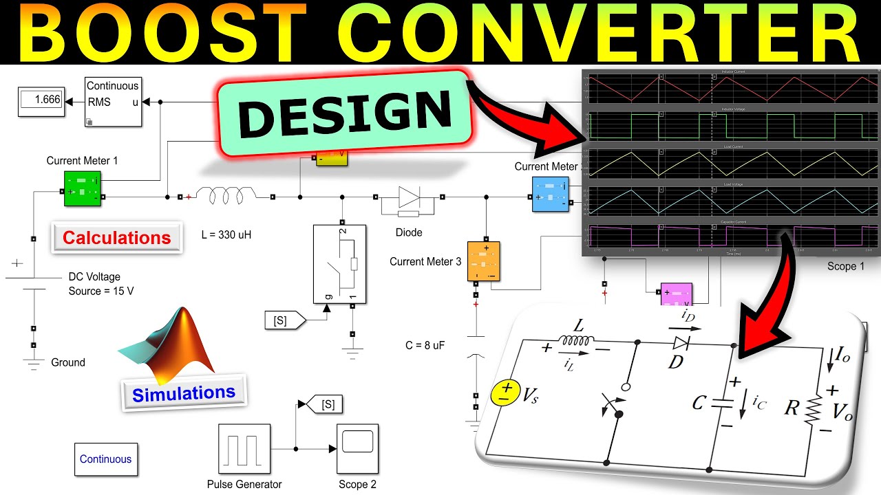 ⚡DC-DC Boost Converter Design 🔋 Power Electronics Calculations & MATLAB/Simulink