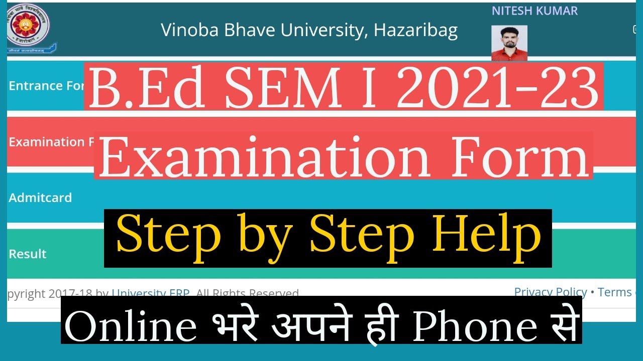 VBU Exam Form Kaise Bhare | Bed Semester 1 2021-23