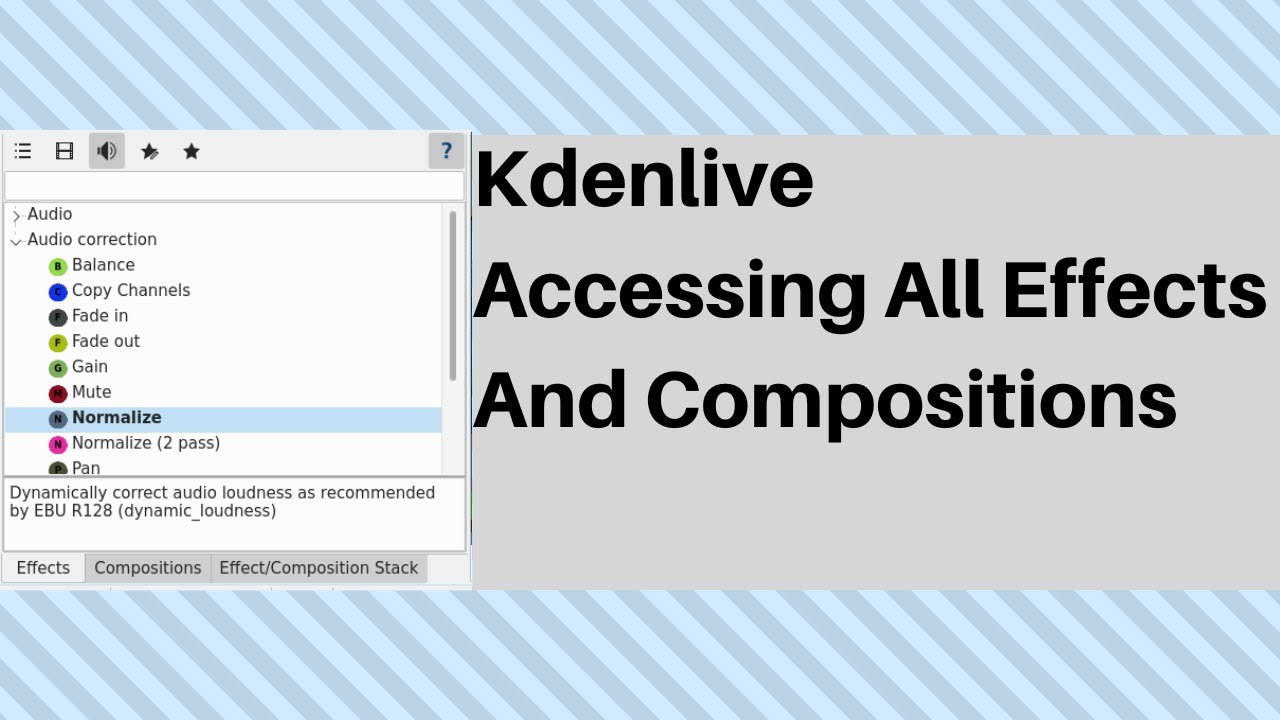 Kdenlive: как найти все эффекты и композиции