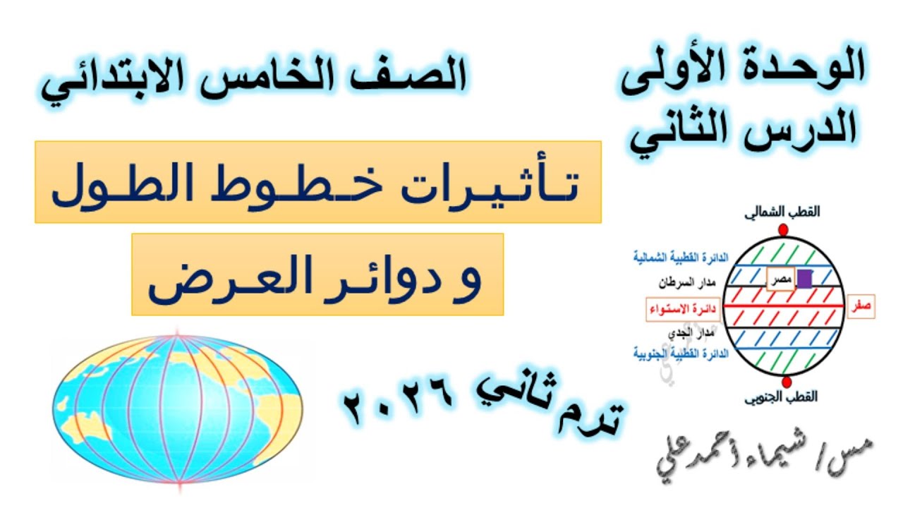 تأثيرات خطوط الطول ودوائر العرض | الصف الخامس الابتدائي | دراسات اجتماعية | منهج 2026