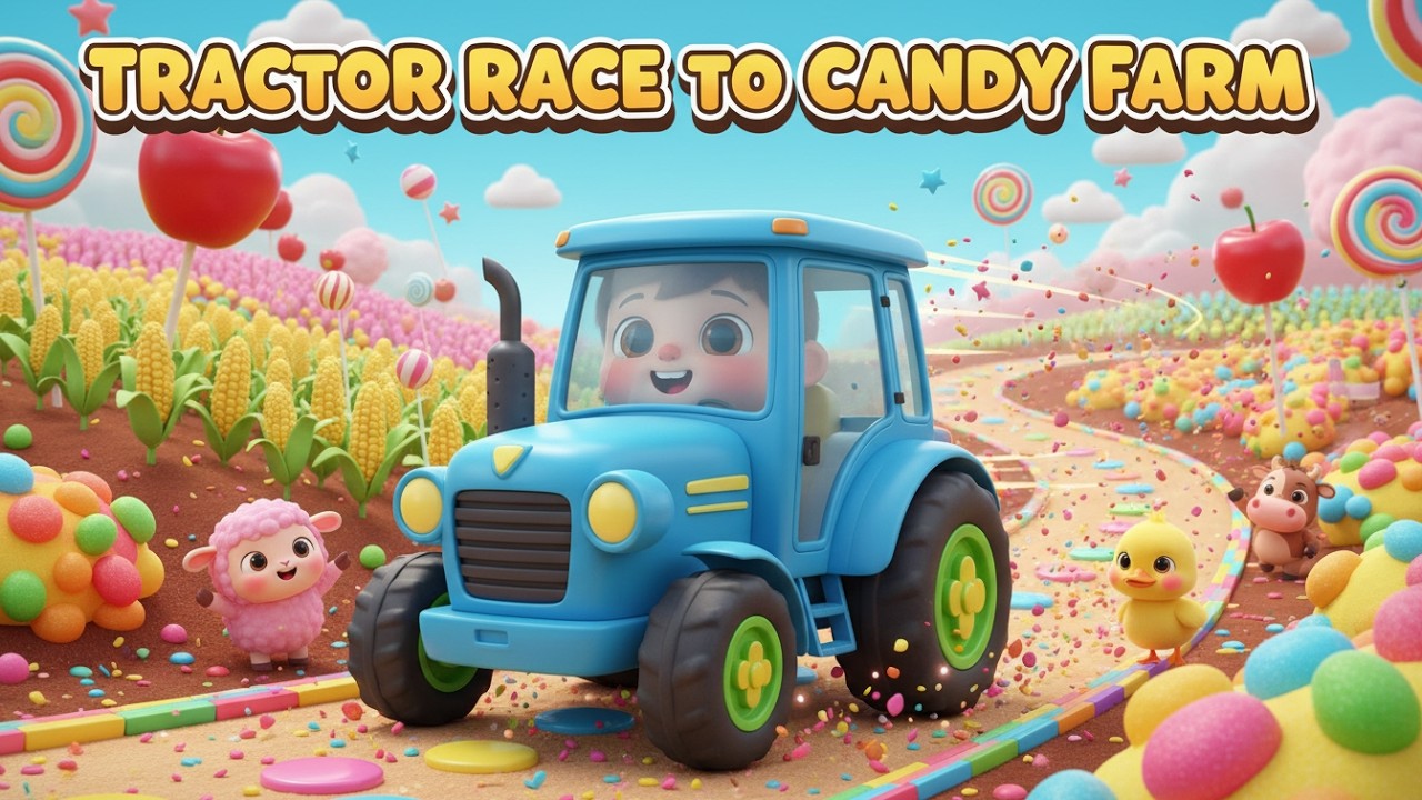Tractor Race to Candy Farm – Nursery Rhyme, Toddler Learning, Vehicle Fun, and Colorful Adventure