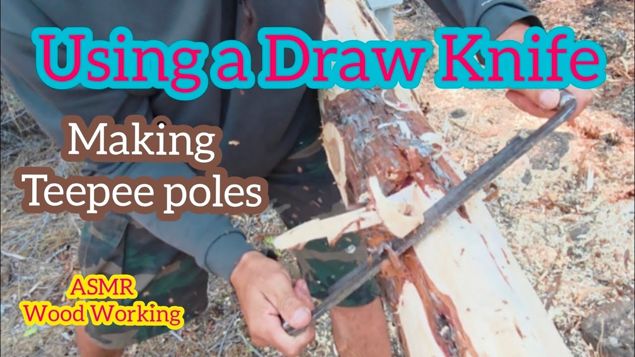 Handcrafted Teepee Poles: ASMR Woodworking with Draw Knife  in the woods #woodworking 