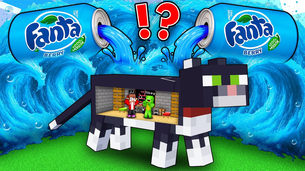 BLUE FANTA FLOOD vs Mikey and JJ Doomsday Bunker in CAT in Minecraft ! - Maizen