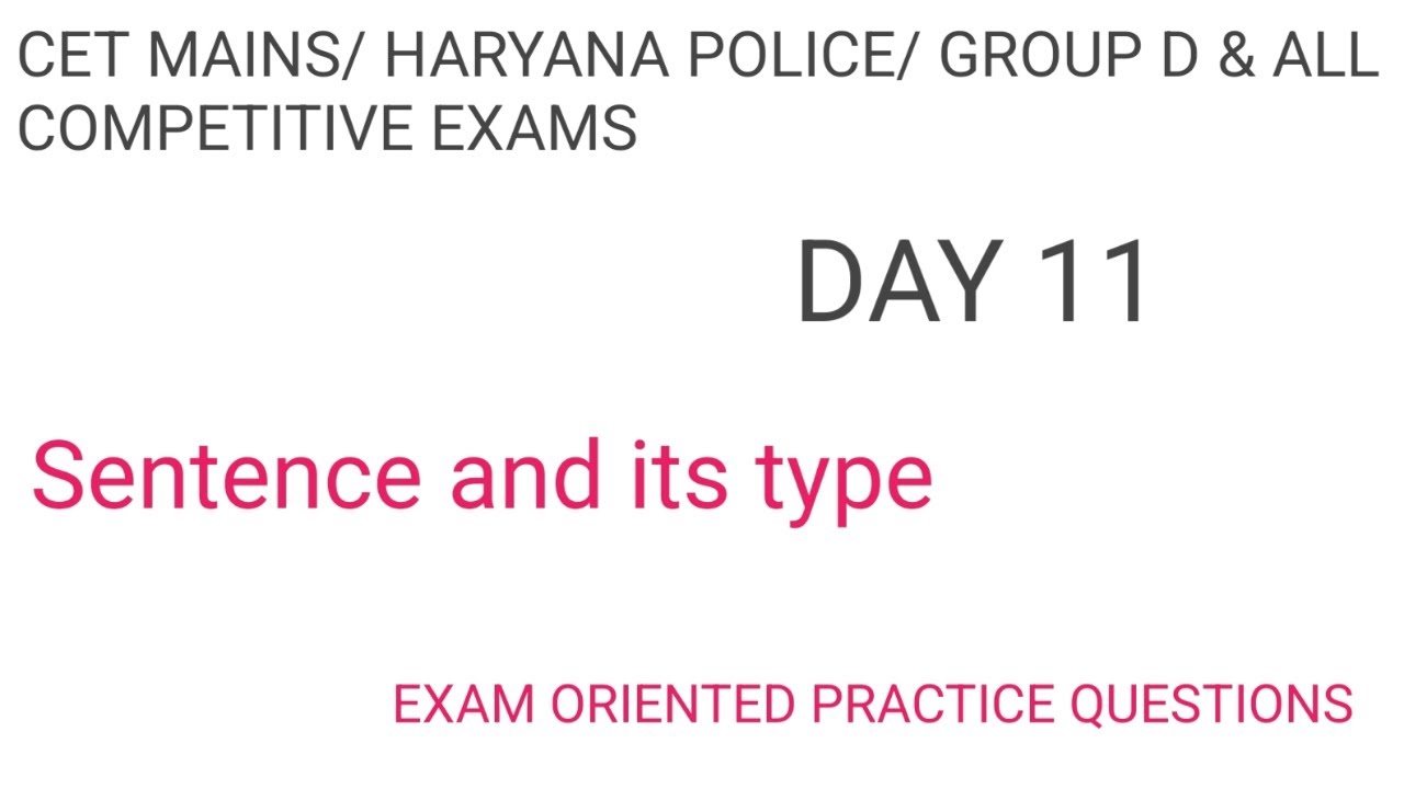 Class # 11 Sentence and its type exam oriented practice questions by Neetu Rao # hssc # hsscet 