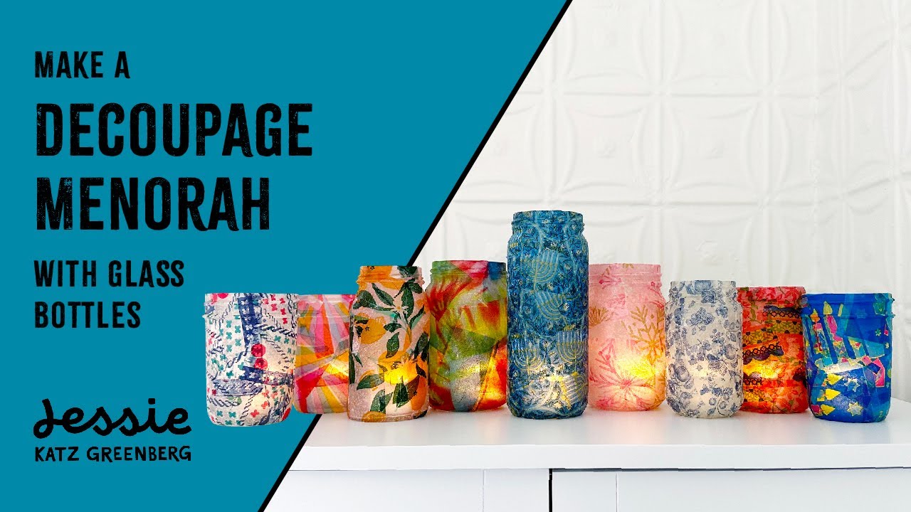 Менора в технике декупажа | Урок по декорированию Хануки салфетками в технике декупажа | Перерабо...