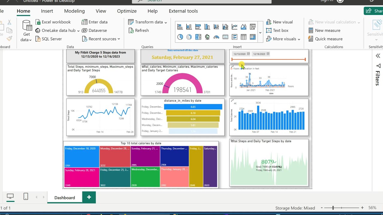 Power BI  Desktop ➡ Direct Query | SQL Server  | Real-Time Simulation | every second | Fitbit Data‼