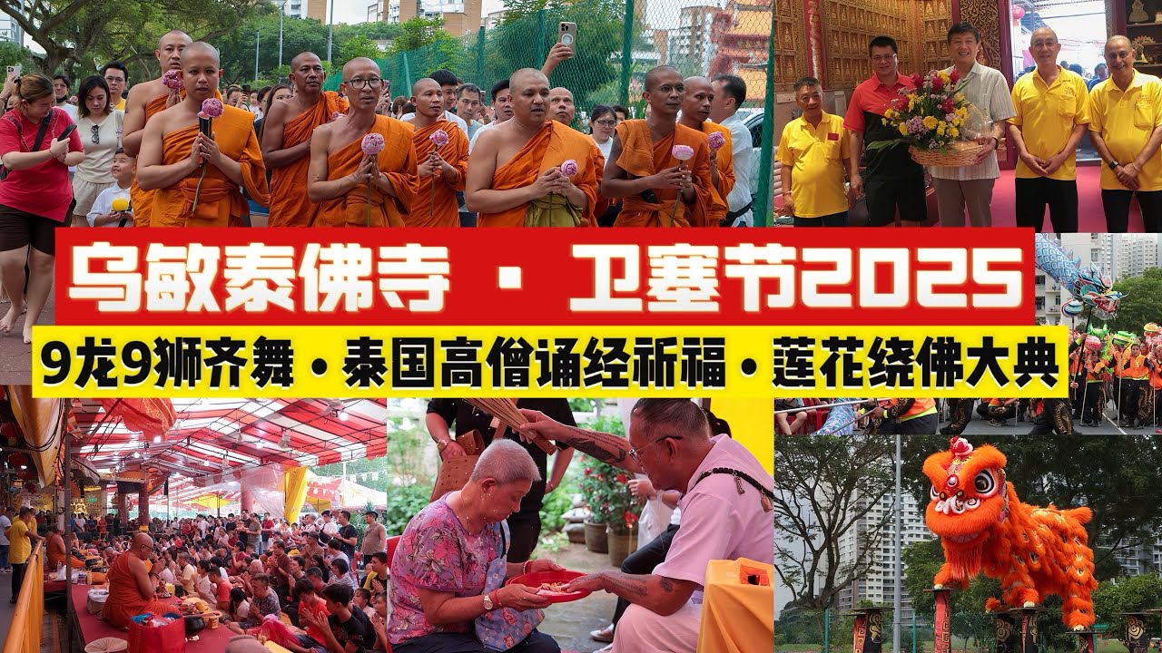 【卫塞节2025第二天】9龙9狮绕佛祈福！泰国高僧诵经盛典｜乌敏泰佛寺 Vesak Day Ceremony | Ubin Thai Buddhist Temple Vesak Day 2025