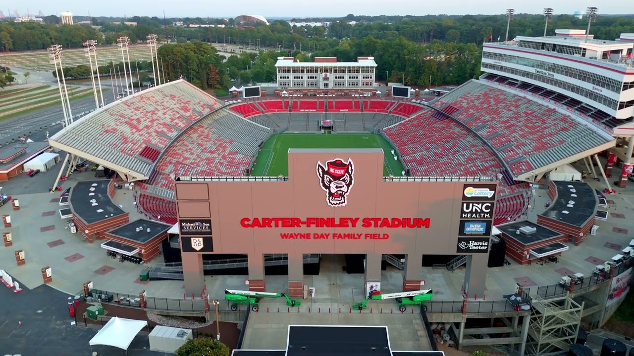Carter Finley Stadium Aerial Video in 4K - Home of NC State Wolfpack Football