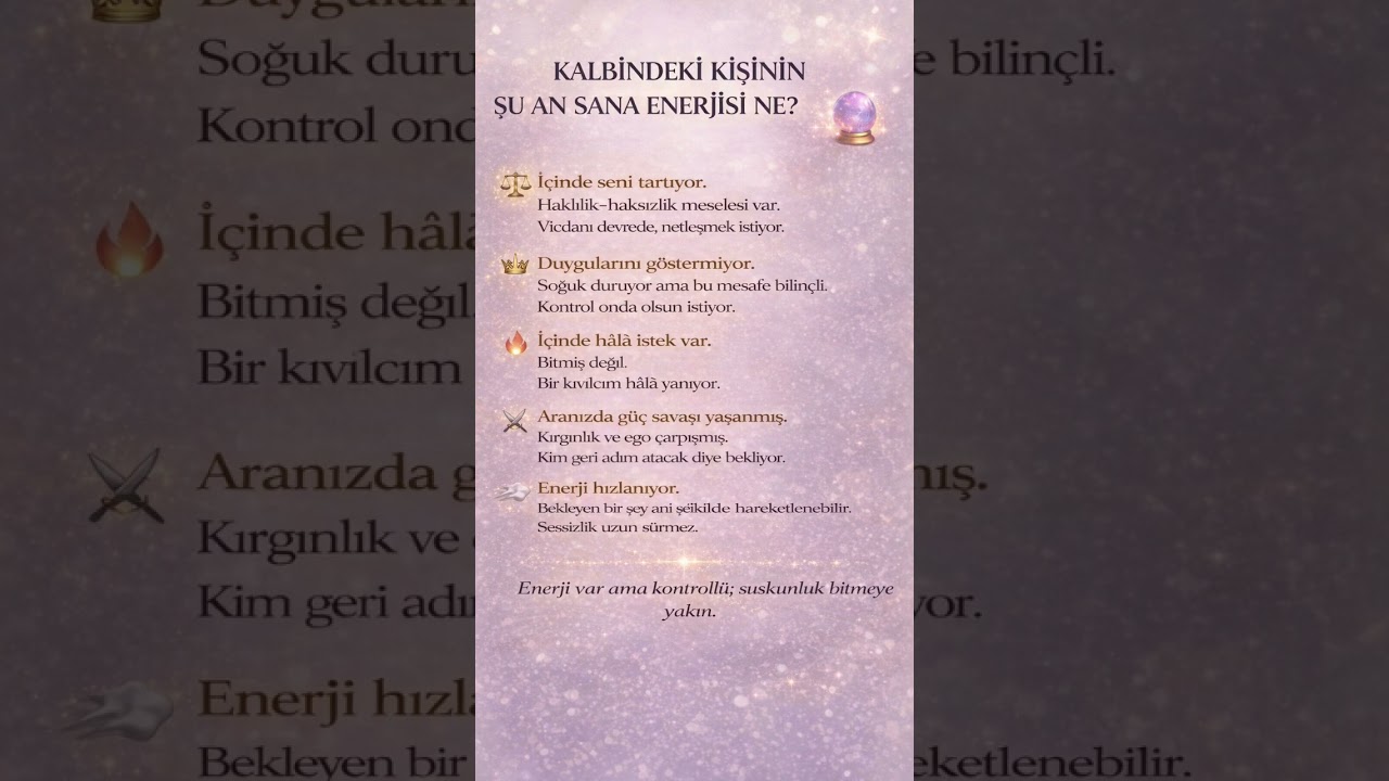 Enerji var ama kontrollü;suskunluk bitmeye yakın.