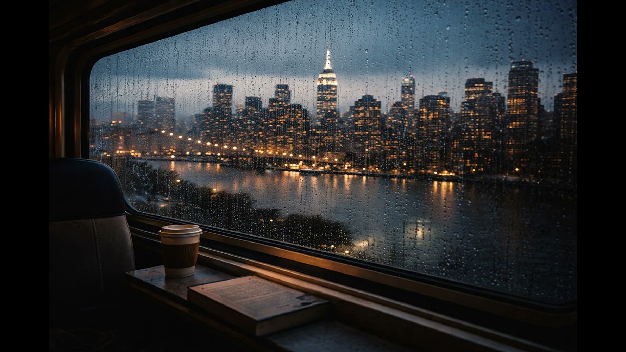 Rain on the Train Window — Rainy Night NYC Jazz