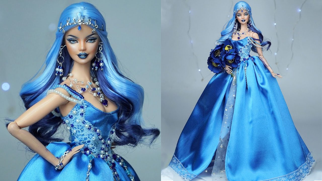 💙SAPPHIRE💙 Barbie Collector Gemstone Doll Makeover - DIY and Craft to Make Your Barbie a Real Queen