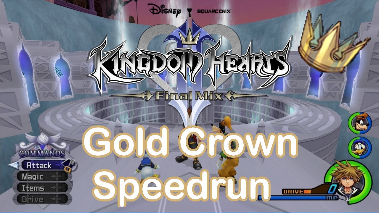 Kingdom Hearts 2 LVL 1 Crit Gold Crown (No Major Skips) Speedrun in 6:16:13