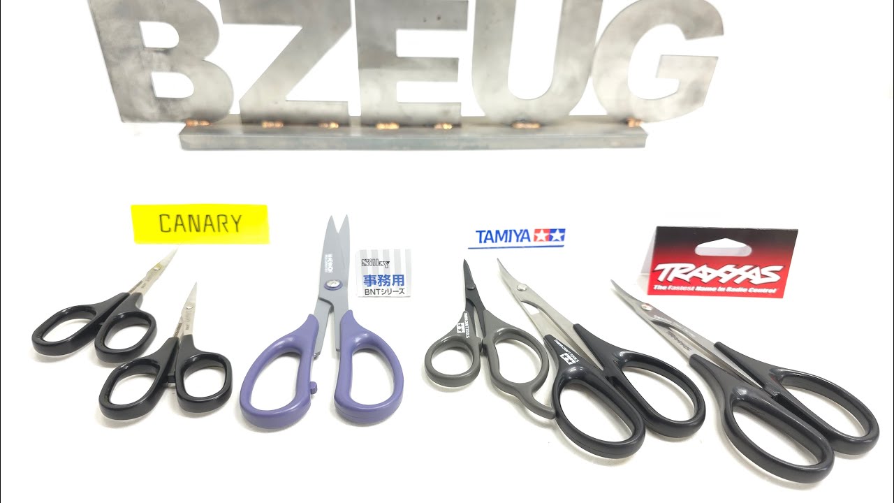 Scissors for crafts and RC hobby decals and lexan plastic bodies:  SILKY, CANARY, TAMIYA, TRAXXAS