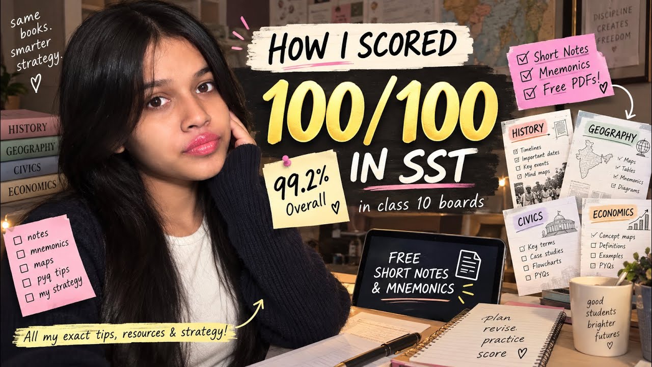 How I Scored 100/100 in SST | Class 10 Boards Strategy *free resources*