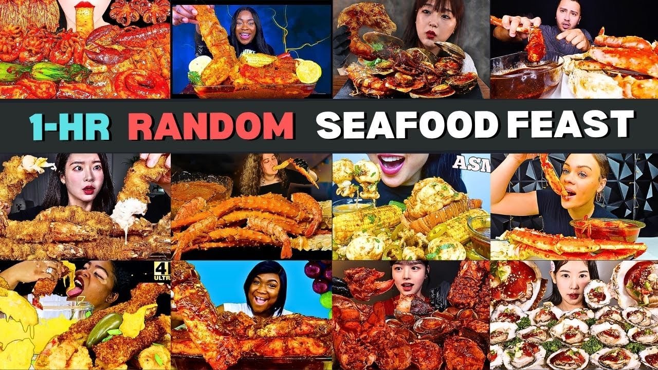 🦞🎉 1 HOUR RANDOM SEAFOOD BOIL FEAST | Ultimate ASMR Mukbang Surprise 🍋 King Crab, Lobster, Oyster
