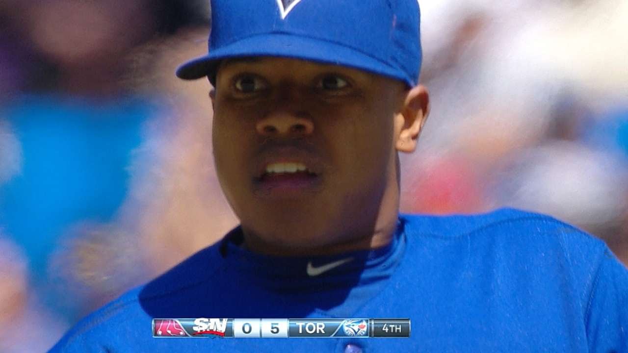 BOS@TOR: Stroman takes no-hitter into 7th, fans seven