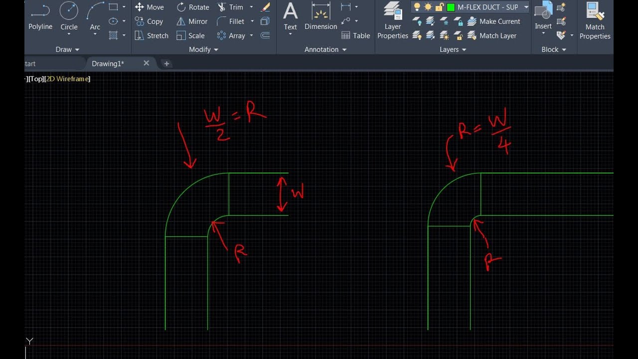 AutoCAD Drafting Course - HVAC - Learn how to draw Long and Short Radius Bends in AutoCAD-Part 3
