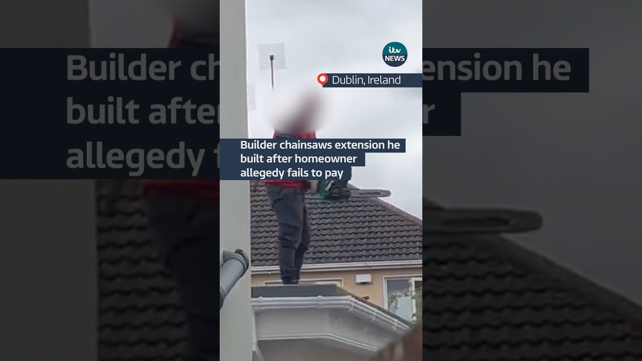 Builder chainsaws extension he built after homeowner allegedly fails to pay #ITVnews #Builder