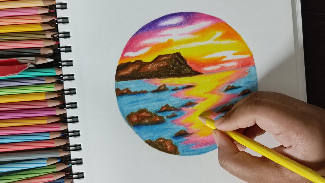 Sunset Color pencil drawing