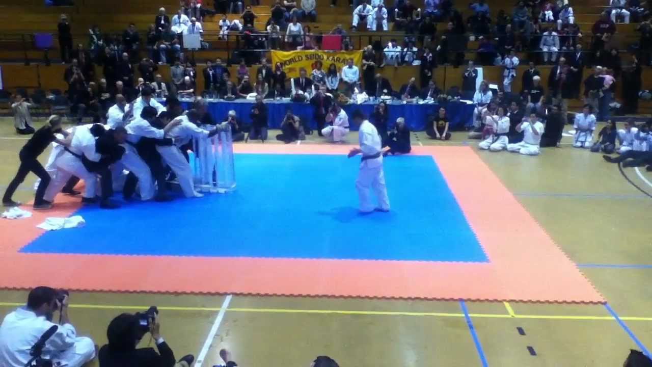 Seido Karate's 35th Anniversary tournament. Nidaime breakin' the ice.