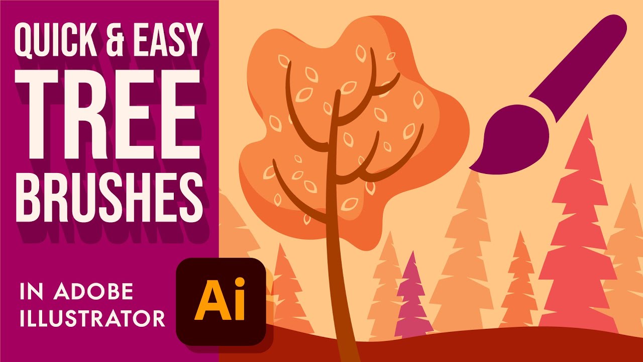 🍂 How to Draw Easy Trees🍁with Art Brushes in Adobe Illustrator