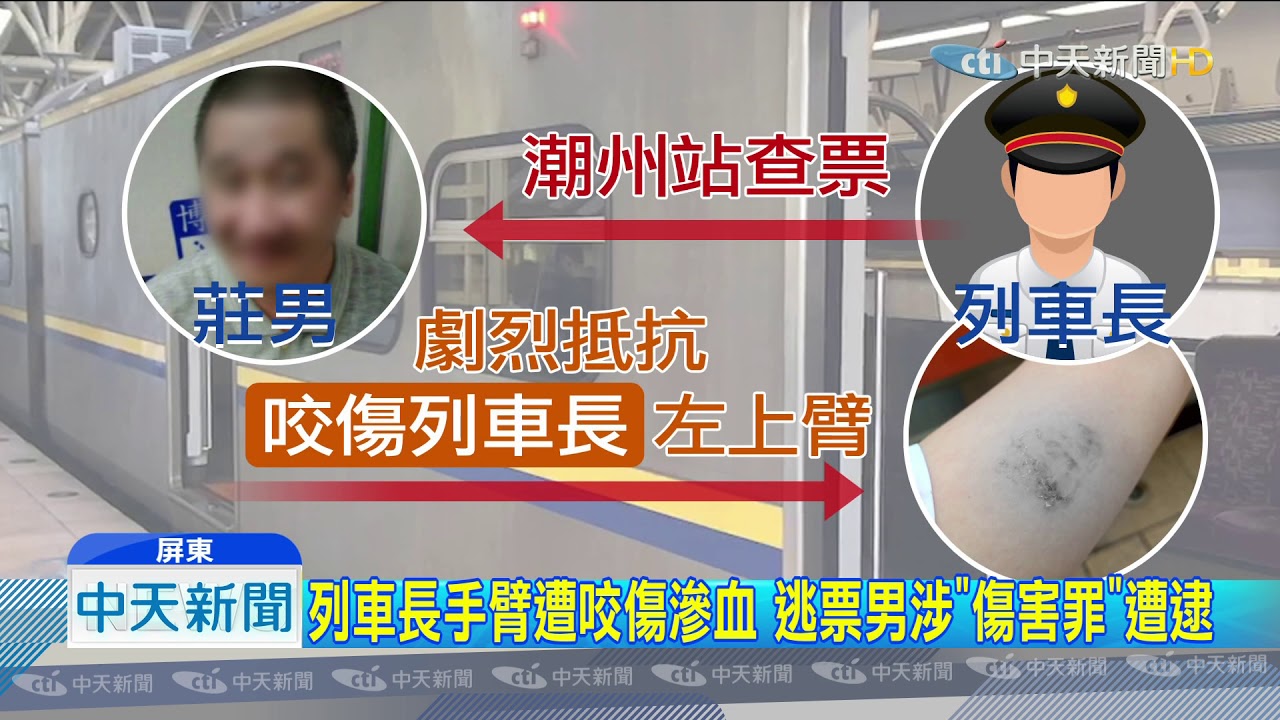 20190727中天新聞　又是逃票攻擊！　男搭火車拒查票　狠咬列車長手臂