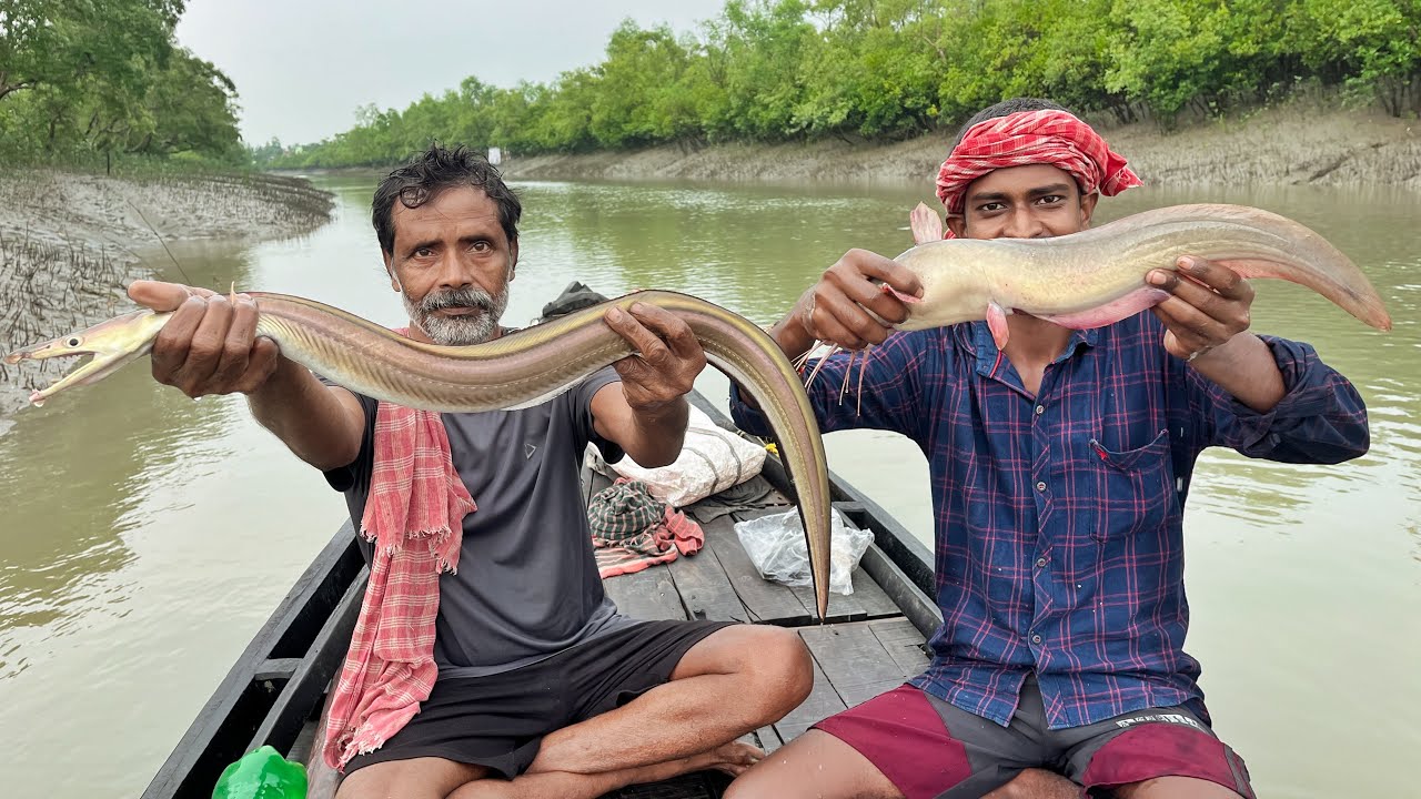 ঝড় বৃষ্টির দিনে বরশি দিয়ে কান মাগুর পেলাম sundarban fishing!!!