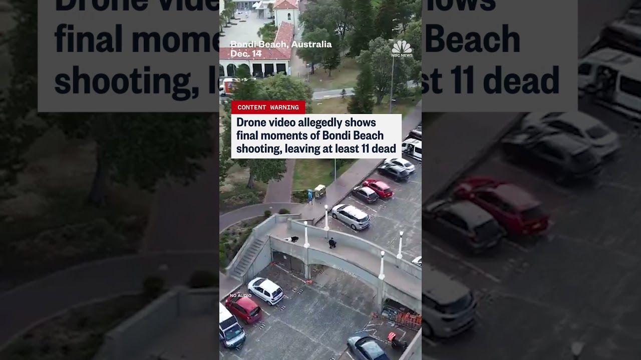 Drone video allegedly shows final moments of Bondi Beach shooting