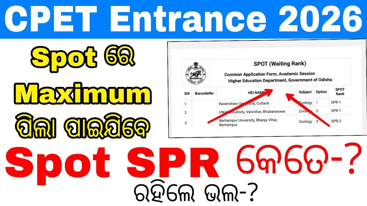CPET PG SPOT WAITING ROUND ADMISSION Safe WL/SPR 2026//CPET PG Admission Spot Merit List Online 2026
