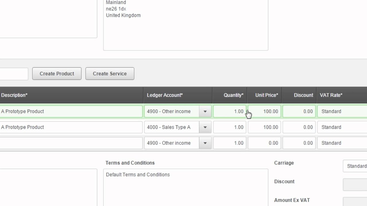 Create a Sales Invoice | Sage One Accounts Extra