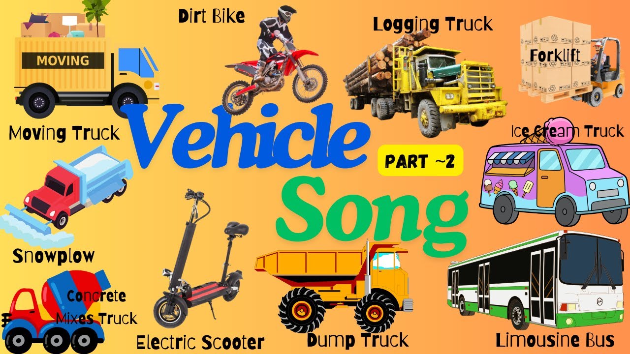 Fun Vehicle Song for Kids! part 2 🚒 Learn 100 Vehicles with Catchy Music! 🚛✨Easy Way to Learn