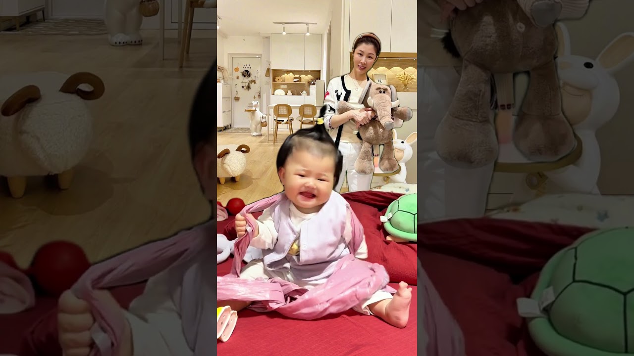Toddler in Hanbok Shows All the Feels 🥺✨ #babylife #emotional #adorable #cute