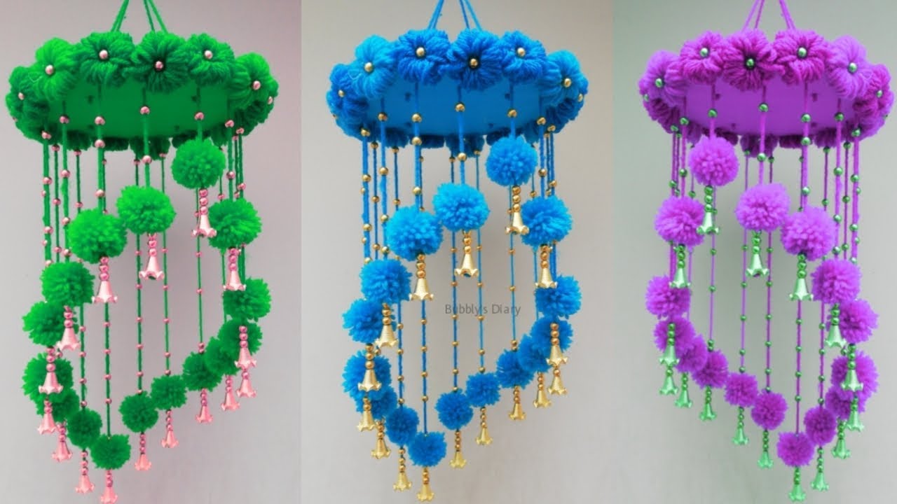 How To Make Jhumar At Home - Woolen Jhumar Design - Craft Ideas For Decoration 