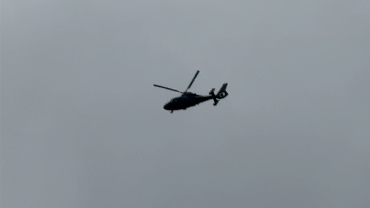 Private Aerospatiale AS365 Dauphin [EI-PRO] flyover featuring the classic fenestron noise