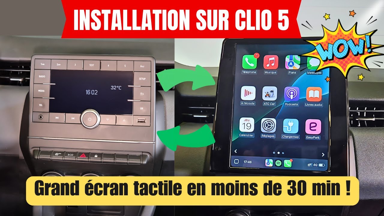 Installation d’un écran Android avec Carplay et Android auto sur Renault Clio 5