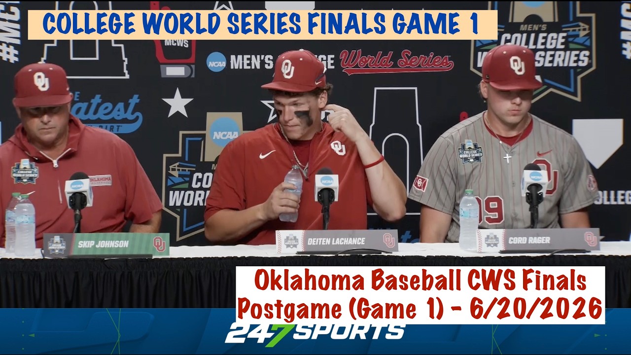 Oklahoma Baseball College World Series Finals Game 1 Postgame (OU 9 North Carolina 3) - 6/20/2026