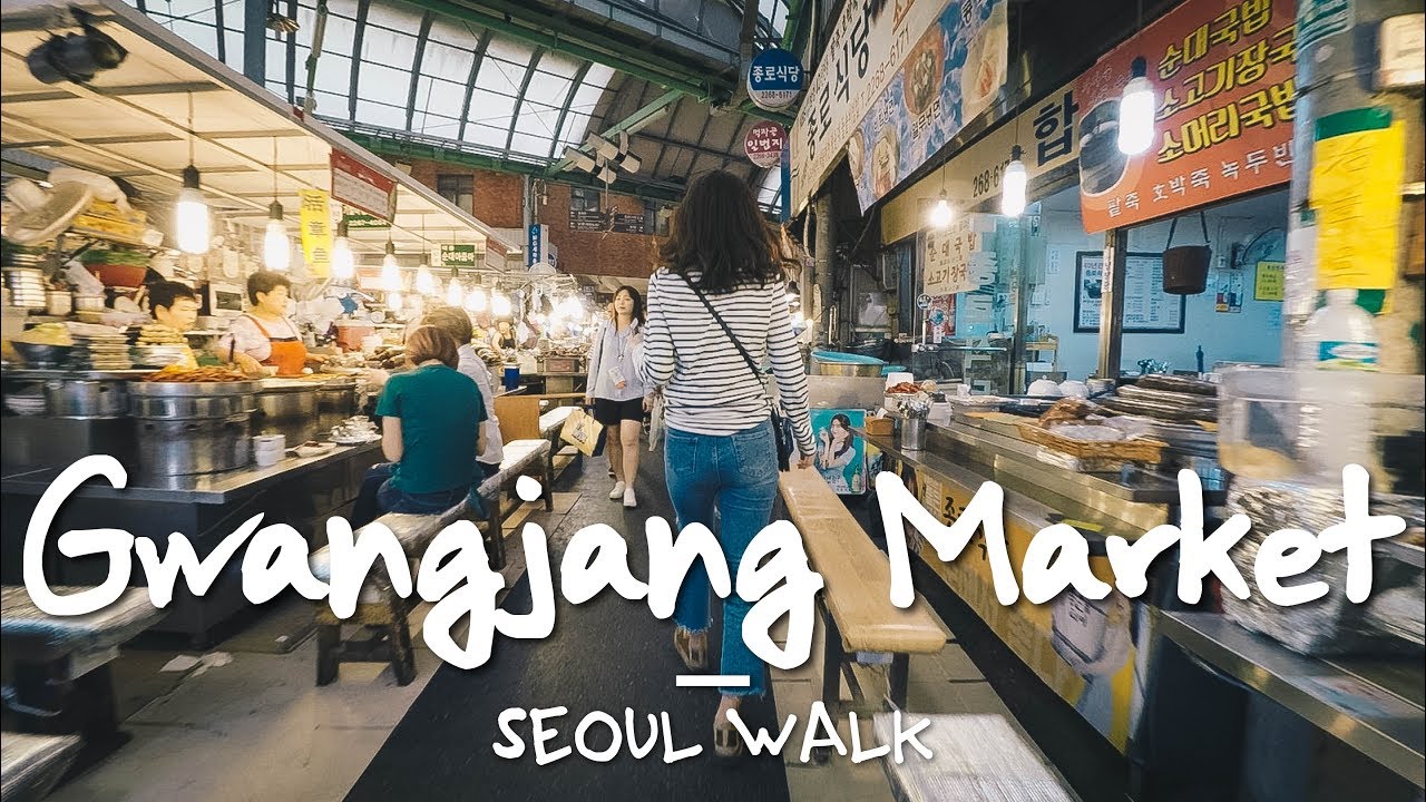 Seoul Walk with Commentary: Gwangjang Market (광장시장), @Line 1 - Seoul, South Korea [4K]