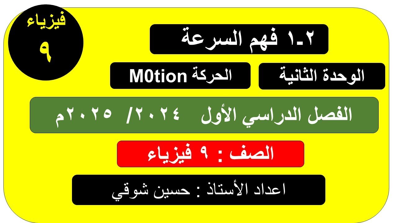 درس  2 ــ1   فهم السرعة   ( الصف التاسع ) فيزياء ـــ الفصل  الدراسي الأول  ــ سلطنة عمان