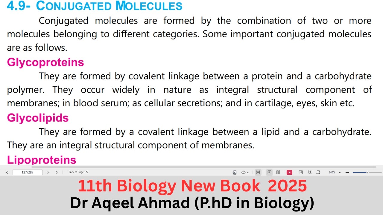 Conjugated Molecules | 11th Class Biology New Book | Chapter 4 Topic 4.9 |   | PECTA | Conjugated