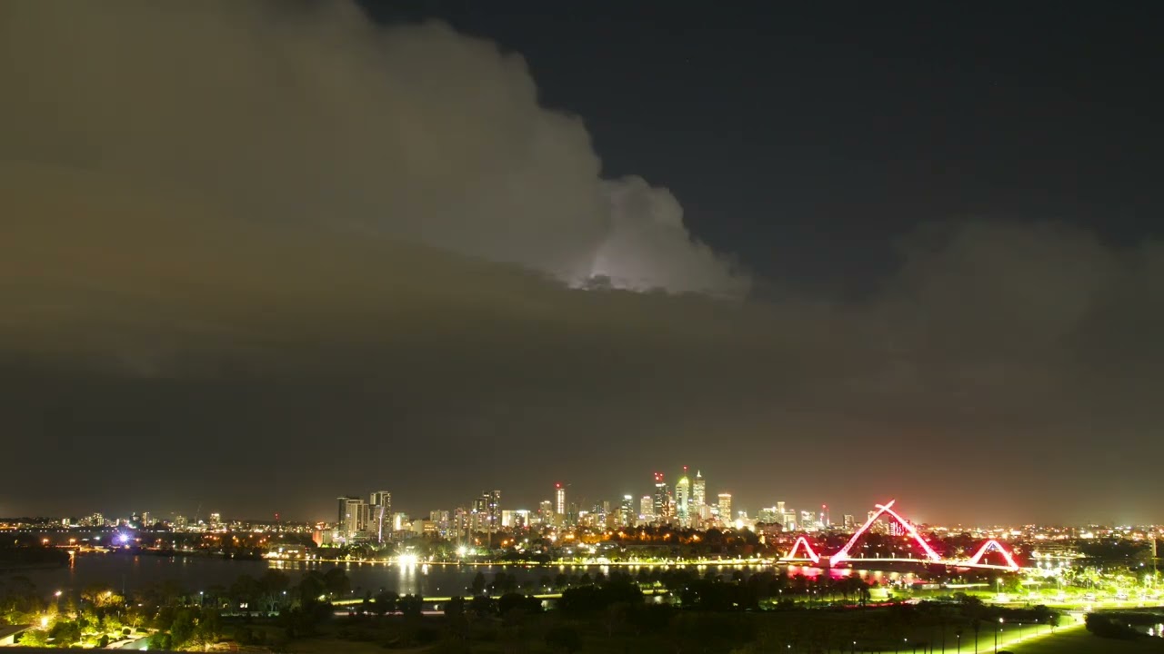 Lightning on Wednesday, 7 December 2022 over Perth, Western Australia