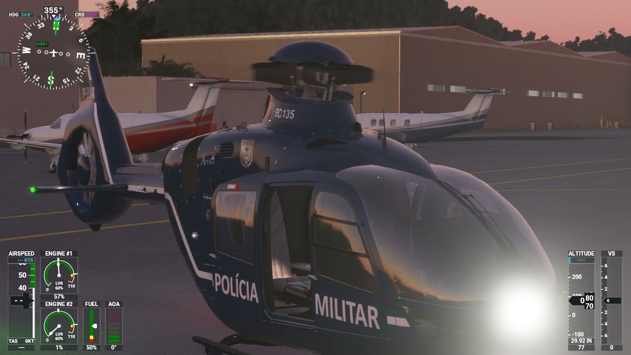Microsoft Flight Simulator 20 pilotando o Helicóptero da PMERJ-RIO