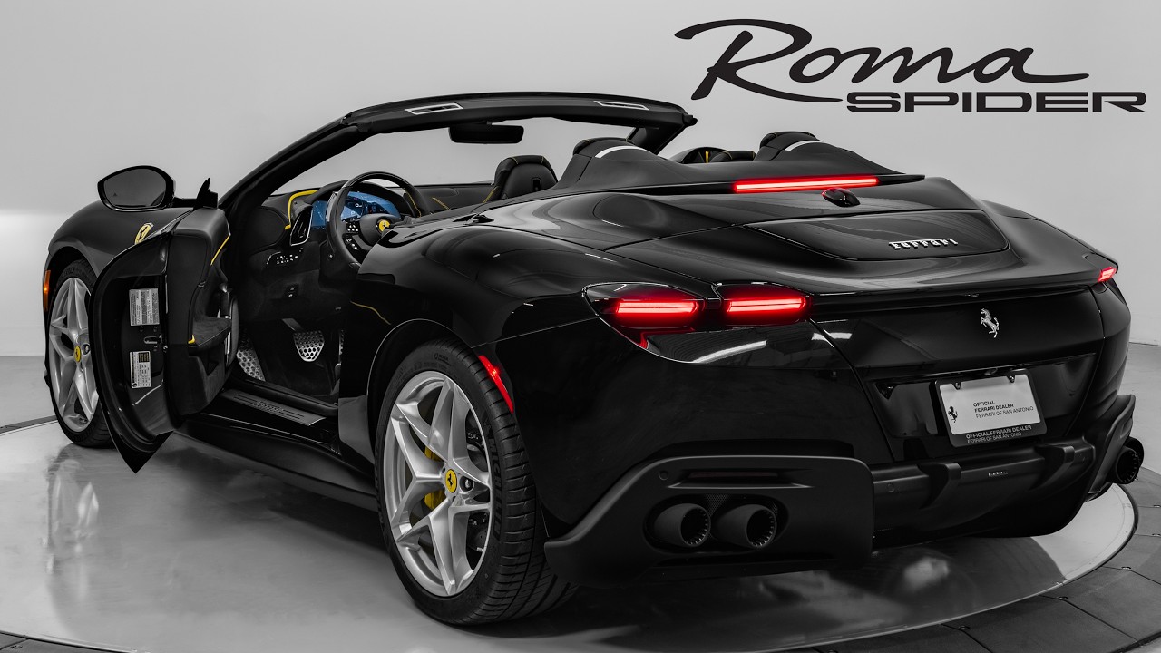 2025 Ferrari Roma Spider Sound, Interior, and Exterior - Nero