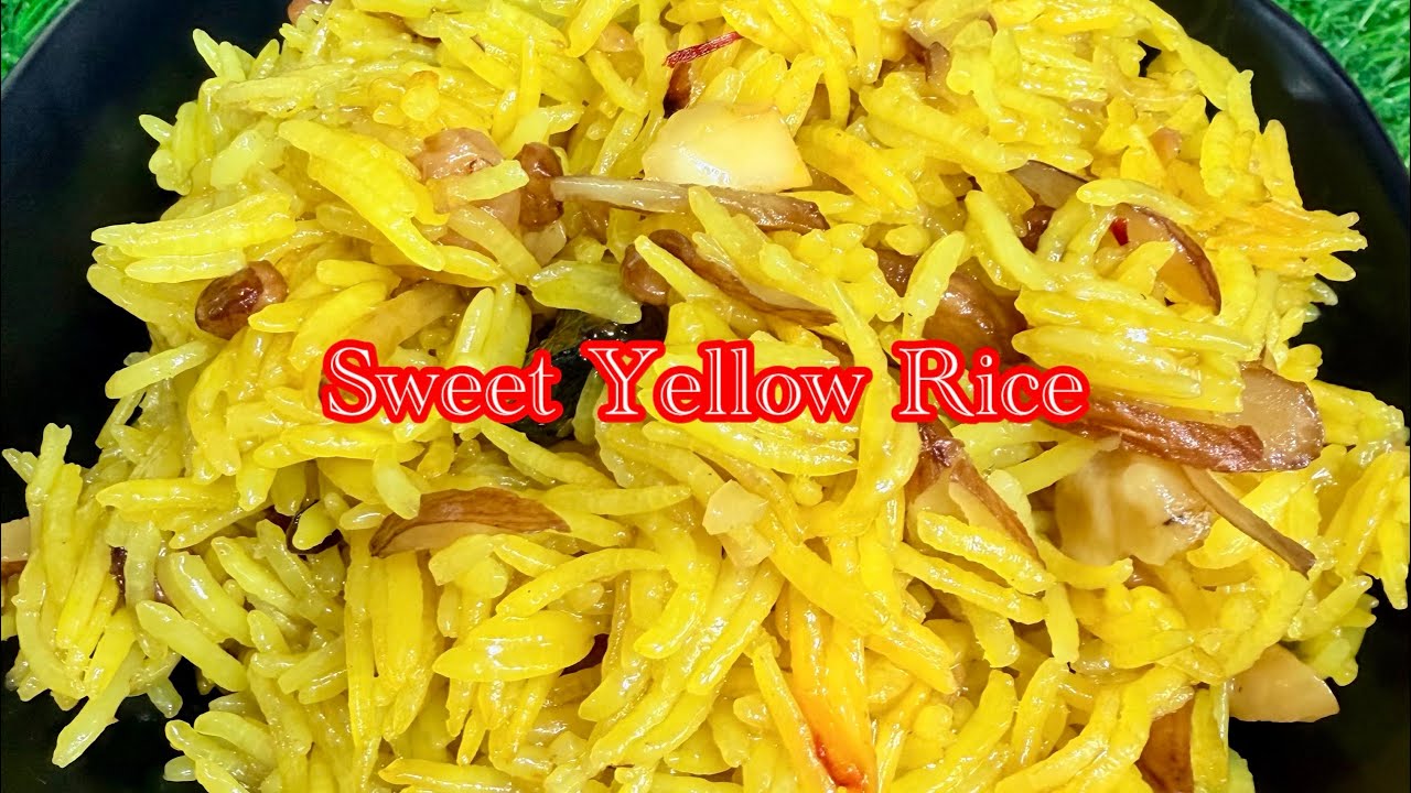 Meethe Pile Chawal | Sweet Yellow Rice | Meethe Chawal Recipe | 5 min sweet rice recipe in cooker🥰