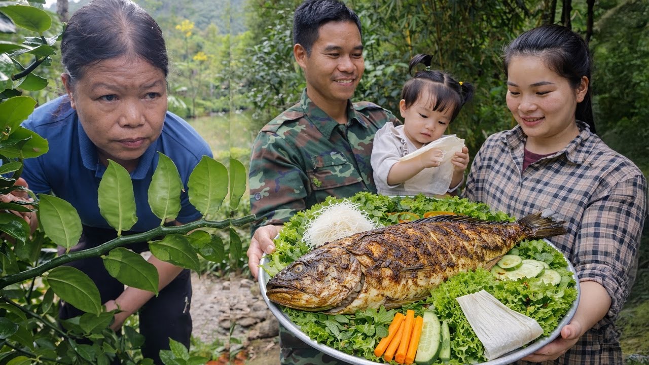 How to Make Grilled Fish to Enjoy with Wife and Children - Harvesting Fish and Vegetables to Sell