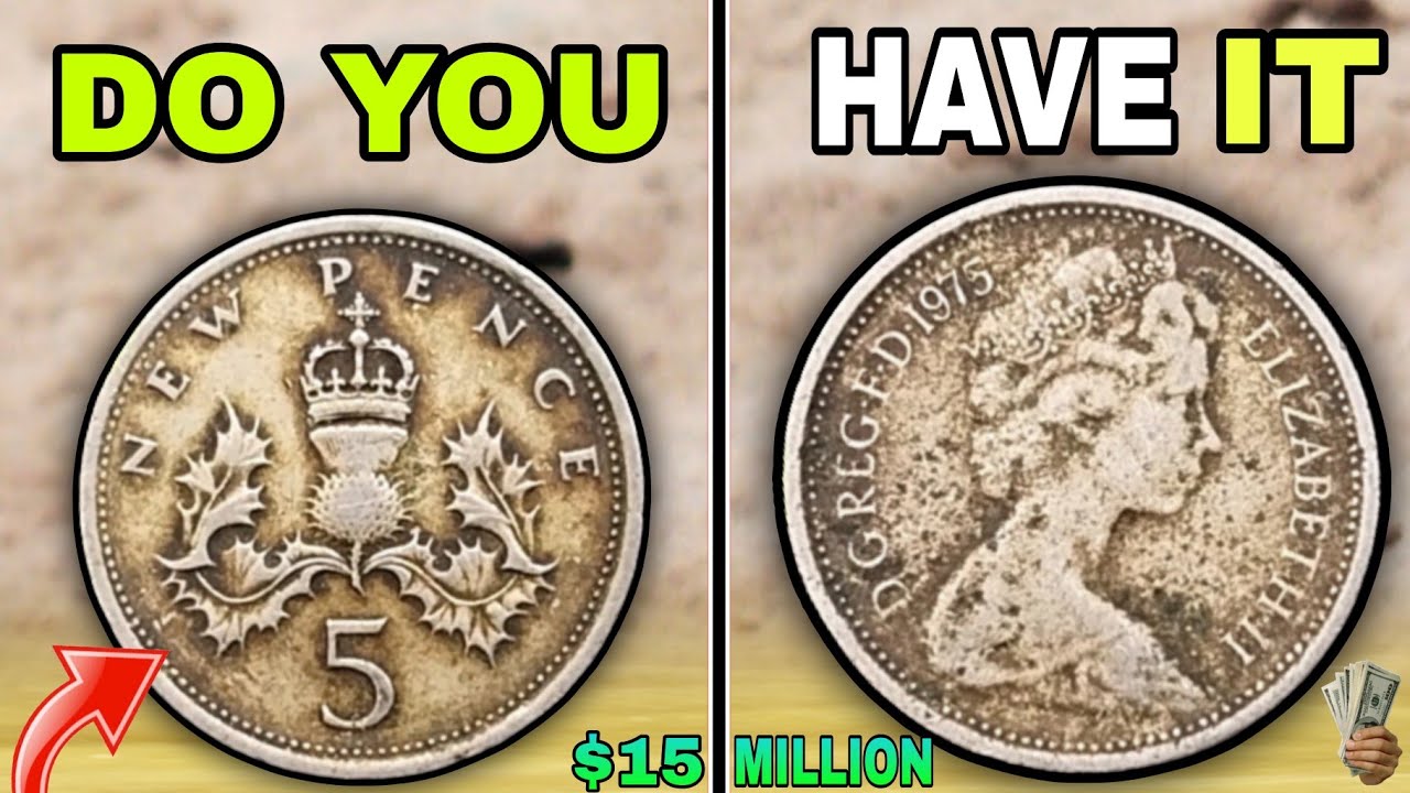 TOP 5 MOST VALUABLE 5 NEW PENCE 1975 RARE COINS HISTORY WARTH BIG MONEY TO LOOK FOR